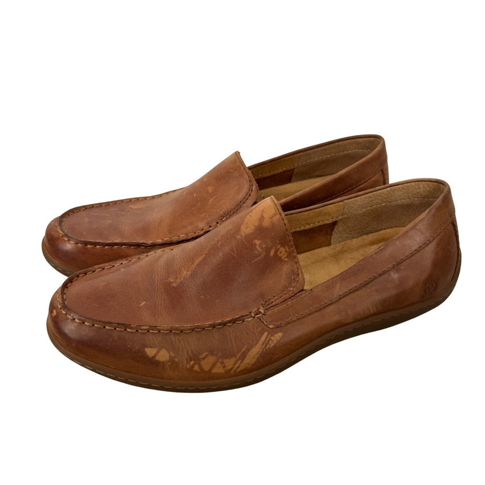 Born Mens Caleb Slip On Loafers Brown Leather Moc Toe Shoes 12M Casual M0008006